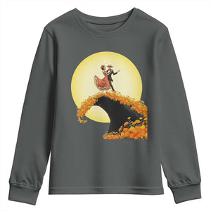 Dia De Los Muertos Youth Sweatshirt Skeletons Dancing Mexican TS14 Dark Heather Print Your Wear