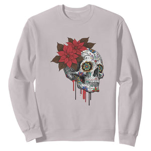 Sugar Skull Calavera Holiday Spirit Mistletoe Sweatshirt TS14 Ice Gray Print Your Wear