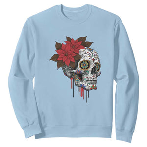 Sugar Skull Calavera Holiday Spirit Mistletoe Sweatshirt TS14 Light Blue Print Your Wear