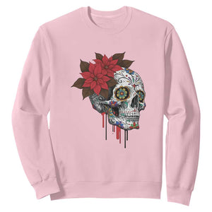 Sugar Skull Calavera Holiday Spirit Mistletoe Sweatshirt TS14 Light Pink Print Your Wear