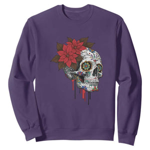Sugar Skull Calavera Holiday Spirit Mistletoe Sweatshirt TS14 Purple Print Your Wear