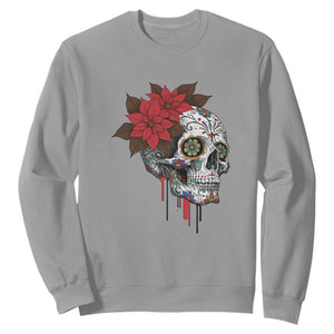 Sugar Skull Calavera Holiday Spirit Mistletoe Sweatshirt TS14 Sport Gray Print Your Wear
