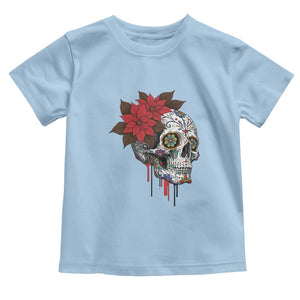 Sugar Skull Calavera Holiday Spirit Mistletoe Toddler T Shirt TS14 Light Blue Print Your Wear