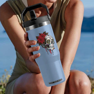 Sugar Skull Calavera Holiday Spirit Mistletoe Flip Straw Tumbler TS14 One Size: 30 oz Light Blue Print Your Wear