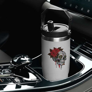 Sugar Skull Calavera Holiday Spirit Mistletoe Flip Straw Tumbler TS14 Print Your Wear