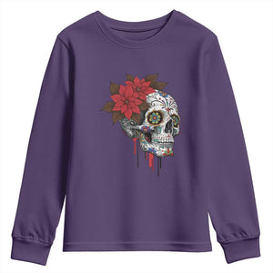 Sugar Skull Calavera Holiday Spirit Mistletoe Youth Sweatshirt TS14 Purple Print Your Wear