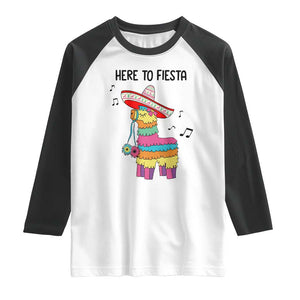Funny Pinata Mexican Raglan Shirt Here To Fiesta TS14 White Black Print Your Wear