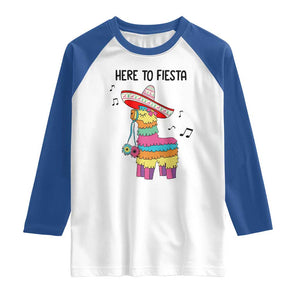 Funny Pinata Mexican Raglan Shirt Here To Fiesta TS14 White Royal Print Your Wear