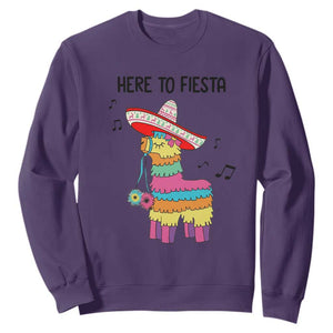 Funny Pinata Mexican Sweatshirt Here To Fiesta TS14 Purple Print Your Wear