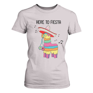 Funny Pinata Mexican T Shirt For Women Here To Fiesta TS14 Ice Gray Print Your Wear