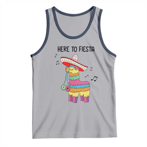 Funny Pinata Mexican Tank Top Here To Fiesta TS14 Athletic Heather Navy Print Your Wear
