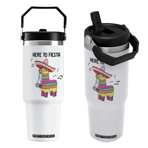 Funny Pinata Mexican Flip Straw Tumbler Here To Fiesta TS14 One Size: 30 oz White Print Your Wear