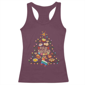 Feliz Navidad Racerback Tank Top Mexican Christmas Tree Fiesta TS14 Maroon Print Your Wear