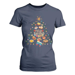 Feliz Navidad T Shirt For Women Mexican Christmas Tree Fiesta TS14 Navy Print Your Wear