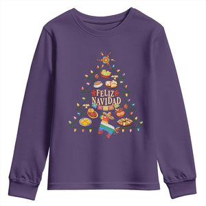 Feliz Navidad Youth Sweatshirt Mexican Christmas Tree Fiesta TS14 Purple Print Your Wear