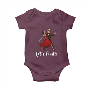 Skeleton Mexican Christmas Baby Onesie Let us Fiesta TS14 Maroon Print Your Wear
