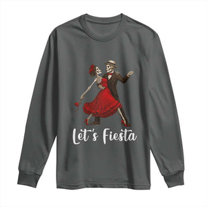 Skeleton Mexican Christmas Long Sleeve Shirt Let us Fiesta TS14 Dark Heather Print Your Wear