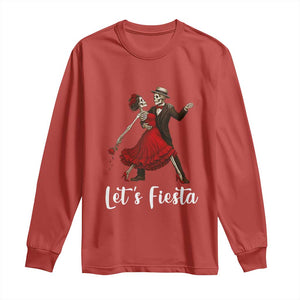 Skeleton Mexican Christmas Long Sleeve Shirt Let us Fiesta TS14 Red Print Your Wear