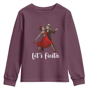 Skeleton Mexican Christmas Youth Sweatshirt Let us Fiesta TS14 Maroon Print Your Wear