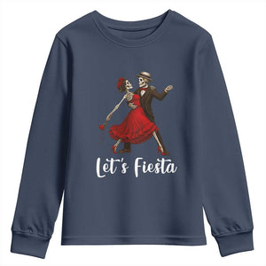 Skeleton Mexican Christmas Youth Sweatshirt Let us Fiesta TS14 Navy Print Your Wear