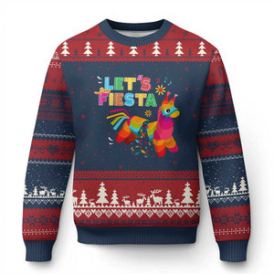 Funny Pinata Mexican Ugly Christmas Sweater Let Us Fiesta TS14 Navy Red Print Your Wear