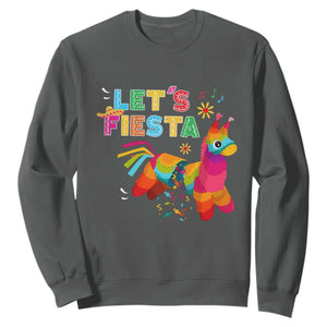 Funny Pinata Mexican Sweatshirt Let Us Fiesta TS14 Dark Heather Print Your Wear