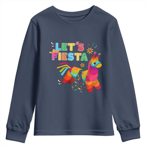 Funny Pinata Mexican Youth Sweatshirt Let Us Fiesta TS14 Navy Print Your Wear
