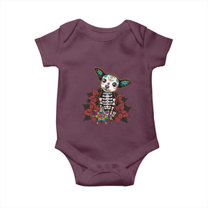 Calavera Chihuahua Baby Onesie Pinata Dia De Los Muertos Mexican TS14 Maroon Print Your Wear