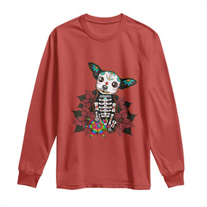 Calavera Chihuahua Long Sleeve Shirt Pinata Dia De Los Muertos Mexican TS14 Red Print Your Wear
