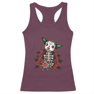 Calavera Chihuahua Racerback Tank Top Pinata Dia De Los Muertos Mexican TS14 Maroon Print Your Wear