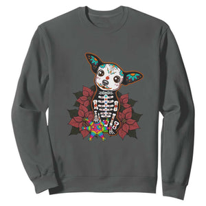 Calavera Chihuahua Sweatshirt Pinata Dia De Los Muertos Mexican TS14 Dark Heather Print Your Wear