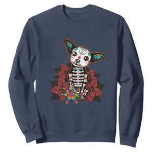 Calavera Chihuahua Sweatshirt Pinata Dia De Los Muertos Mexican TS14 Navy Print Your Wear