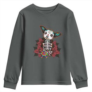 Calavera Chihuahua Youth Sweatshirt Pinata Dia De Los Muertos Mexican TS14 Dark Heather Print Your Wear