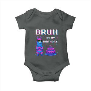 Funny Pinata Mexican Baby Onesie Bruh It Is My Birthday TS14 Dark Heather Print Your Wear