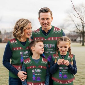 Funny Pinata Mexican V-Neck Knit Sweater Vest Bruh It Is My Birthday TS14 Red Green Print Your Wear