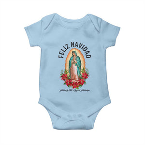 Virgin Mary Feliz Navidad Baby Onesie Our Lady Virgen De Guadalupe TS14 Light Blue Print Your Wear