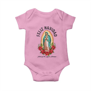 Virgin Mary Feliz Navidad Baby Onesie Our Lady Virgen De Guadalupe TS14 Light Pink Print Your Wear