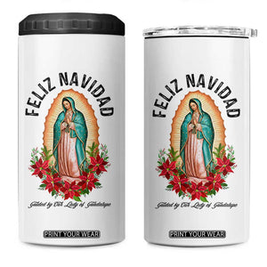 Virgin Mary Feliz Navidad 4 in 1 Can Cooler Tumbler Our Lady Virgen De Guadalupe TS14 One Size: 16 oz White Print Your Wear