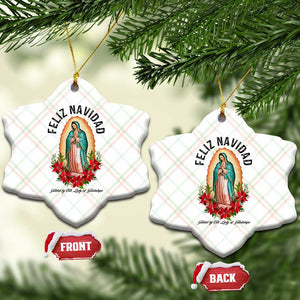 Virgin Mary Feliz Navidad Ceramic Ornament Our Lady Virgen De Guadalupe - Print Your Wear