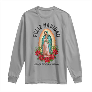 Virgin Mary Feliz Navidad Long Sleeve Shirt Our Lady Virgen De Guadalupe TS14 Sport Gray Print Your Wear