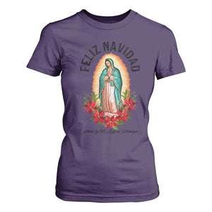 Virgin Mary Feliz Navidad T Shirt For Women Our Lady Virgen De Guadalupe TS14 Purple Print Your Wear