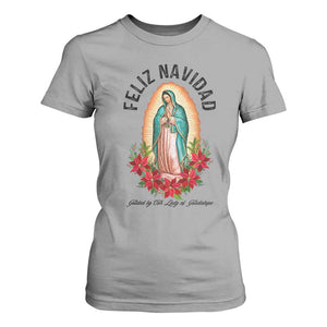 Virgin Mary Feliz Navidad T Shirt For Women Our Lady Virgen De Guadalupe TS14 Sport Gray Print Your Wear