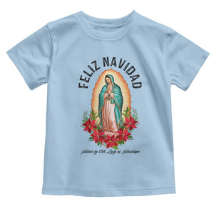 Virgin Mary Feliz Navidad Toddler T Shirt Our Lady Virgen De Guadalupe TS14 Light Blue Print Your Wear