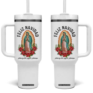 Virgin Mary Feliz Navidad Tumbler With Handle Our Lady Virgen De Guadalupe TS14 One Size: 40 oz White Print Your Wear