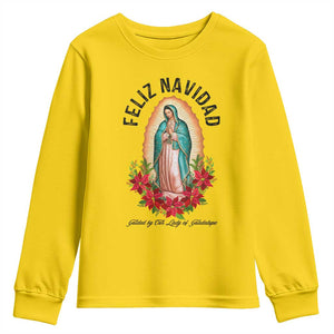 Virgin Mary Feliz Navidad Youth Sweatshirt Our Lady Virgen De Guadalupe TS14 Daisy Print Your Wear