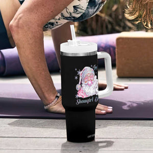 Pink Santa Christmas Tumbler With Handle Bubble Gum Peace Sign TS14 Print Your Wear