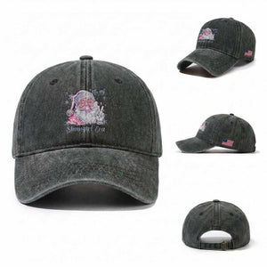 Pink Santa Christmas Washed Cotton Baseball Cap Bubble Gum Peace Sign TS14 Washed Cap Universal Fit Dark Green Print Your Wear