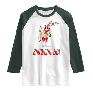 Santa Girls Christmas Raglan Shirt In My Costume Era TS14 White Dark Forest Green Print Your Wear