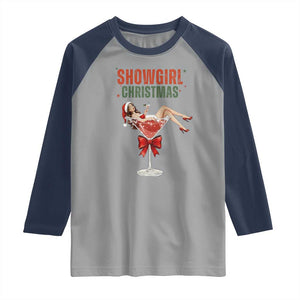 Santa Girls Christmas Raglan Shirt TS14 Sport Gray Navy Print Your Wear