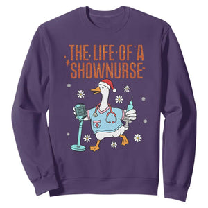 Funny Goose Nurse Christmas Sweatshirt The Life Of A Shownurrse TS14 Purple Print Your Wear